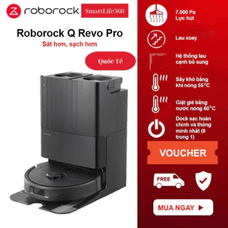 Robot Hút Bụi Lau Nhà Roborock Q Revo Pro - Trắng/Đen - Bản Quốc Tế - Bảo Hành 24 Tháng