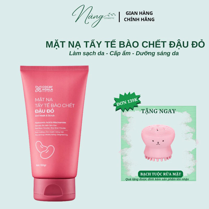 [Chính hãng] Mặt Nạ Tẩy Tế Bào Chết Đậu Đỏ Việt Nam 2in1 Cỏ cây Hoa Lá, Dưỡng Trắng Da, Cấp Ẩm 150gr - Nàng Cosmetic