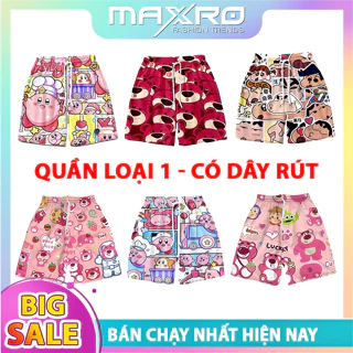 Quần đùi hoạt hình có dây rút loại 1 dày dặn form rộng unisex nhiều mẫu mới