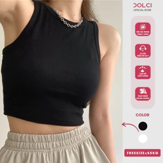 Áo croptop ba lỗ tank top nữ sát nách cổ tròn năng động DOLCI