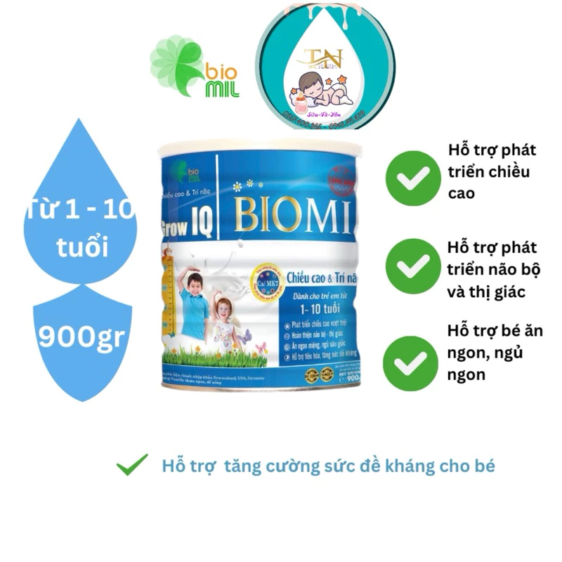 Sữa bột Biomi Grow IQ 900g ( Dành cho trẻ từ 1-10 tuổi phát triển chiều cao và não bộ )