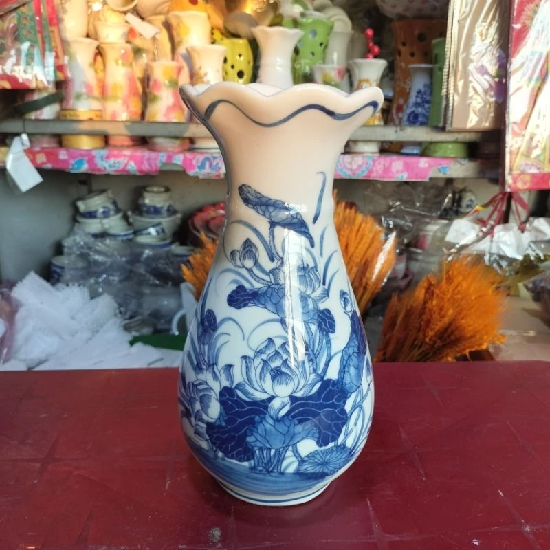 Lọ hoa hoạ tiết màu xanh cao 25 ,30 cm/Lục bình men lam size lớn