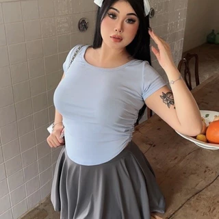 Áo croptop bigsize tay ngắn 45-95kg,áo croptop bigsize khoét lưng Kita Fashion