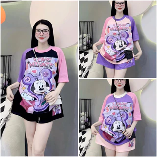 [ Rẻ vô địch ] Set bộ đùi chất cotton su form rộng tay lỡ - Love mine