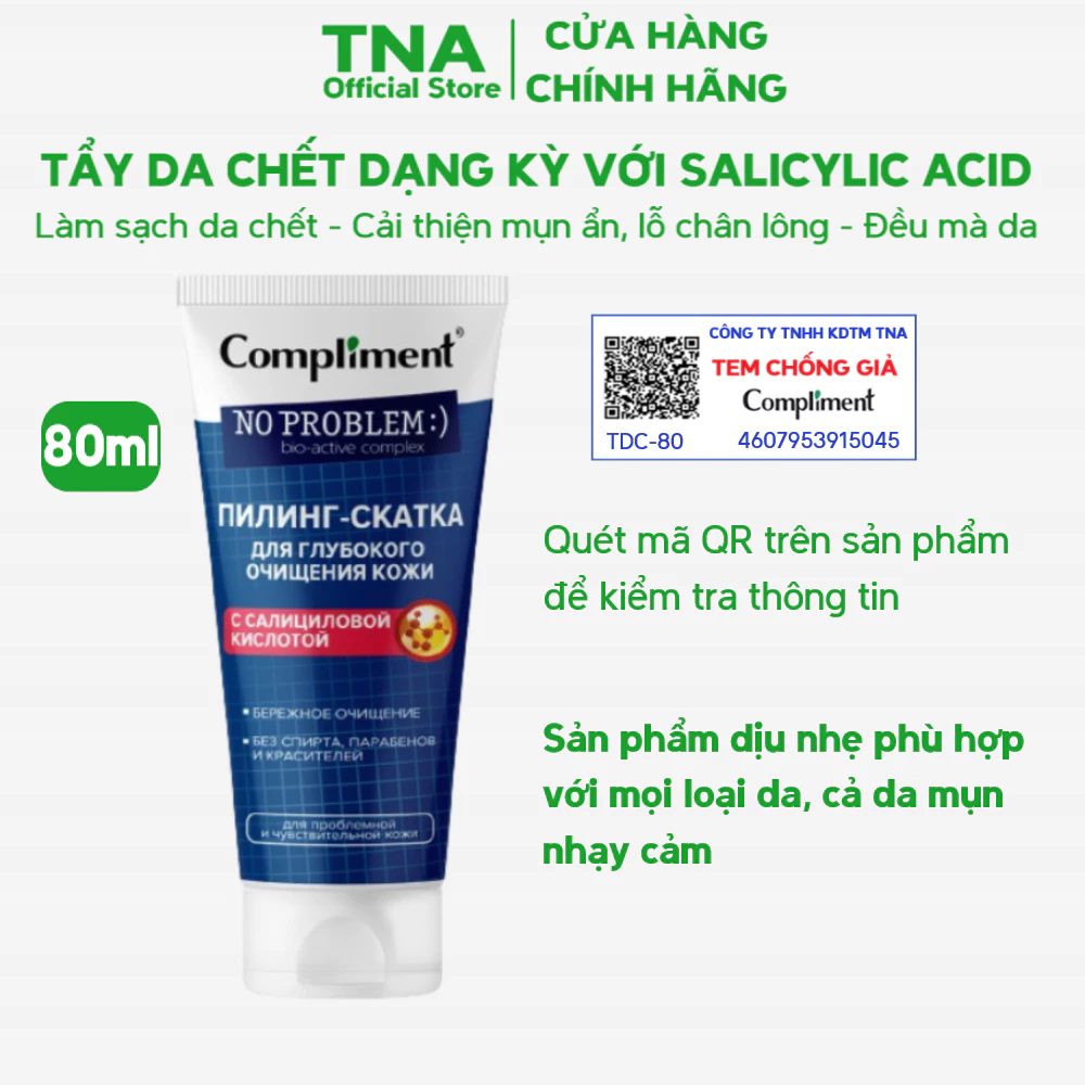 Tẩy da chết dạng kỳ Compliment 80ml với thành phần Salicylic acid giúp giảm dầu mụn trên da