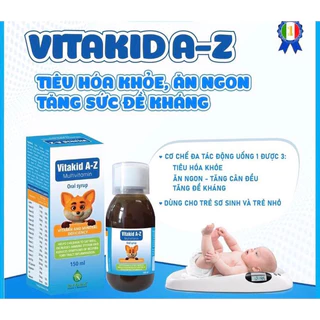 siro Vitakid A-Z giúp bé ăn ngon miệng tiêu hóa tốt giảm ốm và tự vị ngon dễ uống. cho trẻ  từ 0 tháng tuổi