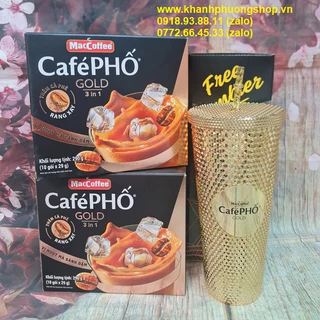 combo 2 hộp cà phê phố gói 3in1 10 gói 240g tặng ly giữ nhiệt màu gold