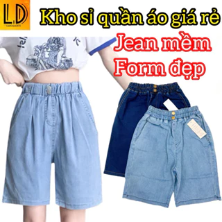 Quần short Jean Nữ, Lưng Cao Ống Rộng BigSize 50kg-70kg Quần Sooc Ngố Lửng Nữ Chất Bò Giấy Mềm Mịn ULZZANG.