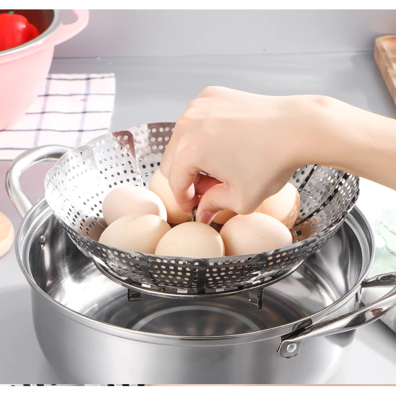 Rổ Hấp Bằng Inox 304 Không Gỉ Đa Năng Có Thể Gấp Gọn Tiện Lợi -BA929