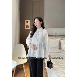 Áo sơ mi dành cho bầu  dáng babydoll siêu mềm mát đủ size 40-120kg