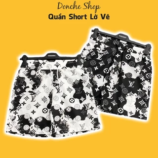 Quần Short Lờ Vê In Tiết Loang Màu Hoạ Tiết Monogram - Quần Đùi Nam Nữ Eo Vì Chất Gió Cao Cấp QG245