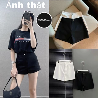 Quần Short nữ lưng cao khoá giữa - Quần Short nữ chất Umi cao cấp HiiNCloset (092)