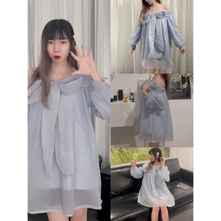 Váy babydoll chất voan tơ 2 lớp mềm mại bánh bèo phong cách tiểu thư