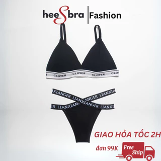 Bikini Đi Biển Clover Chất Vải Cotton Dày, Set 2 Món Đồ Lót Siêu Xinh Sexy Cho Nữ HeeS3019380