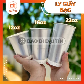 Ly giấy bạc, cốc giấy bạc / silver cao cấp 2 lớp, dùng cho cafe trà sữa nóng & lạnh thức uống các loại SET 50 cái