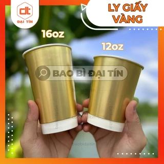 Ly giấy vàng, cốc giấy vàng /gold cao cấp 2 lớp, dùng cho cafe trà sữa nóng & lạnh thức uống các loại SET 50 cái