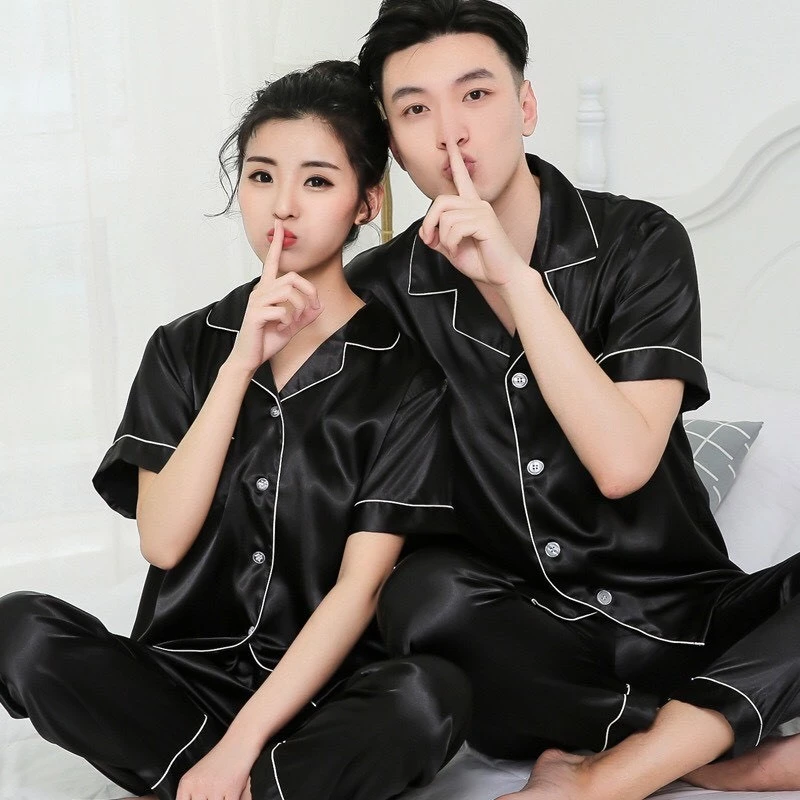 Bộ Đồ Ngủ Tay Cộc Quần Dài Lụa Trơn Phù Hợp Cả Nam và Nữ Mặc Nhóm , Mặc Nhà Hay Đi Dạo Đều Đẹp Đều SaNg Choảnh t46