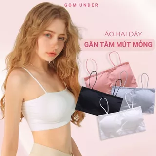 Áo bra nữ 2 dây mút mỏng, áo ngực không gọng gân tăm chất cotton mát mịn GOM UNDER-SA-809