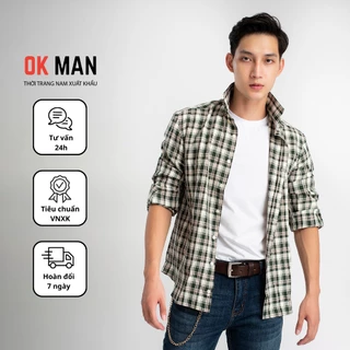 Áo sơ mi nam Dài tay Kẻ Caro Form Slimfit 5 màu chất liệu Cotton co giãn thoáng mát OkMan