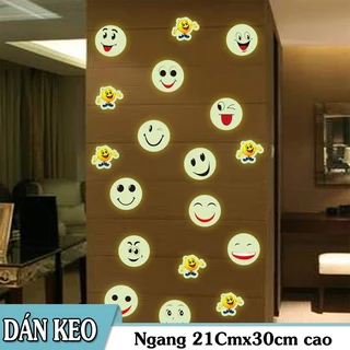 Decal trang trí ICON mặt cười dạ quang ( Kèm ảnh thật )