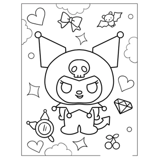 Bộ tranh (50 tờ) tô màu cho bé và người lớn khổ giấy lớn A4 (70gsm) - Kirby và Kuromi - Tặng 1 tranh ngẫu nhiên