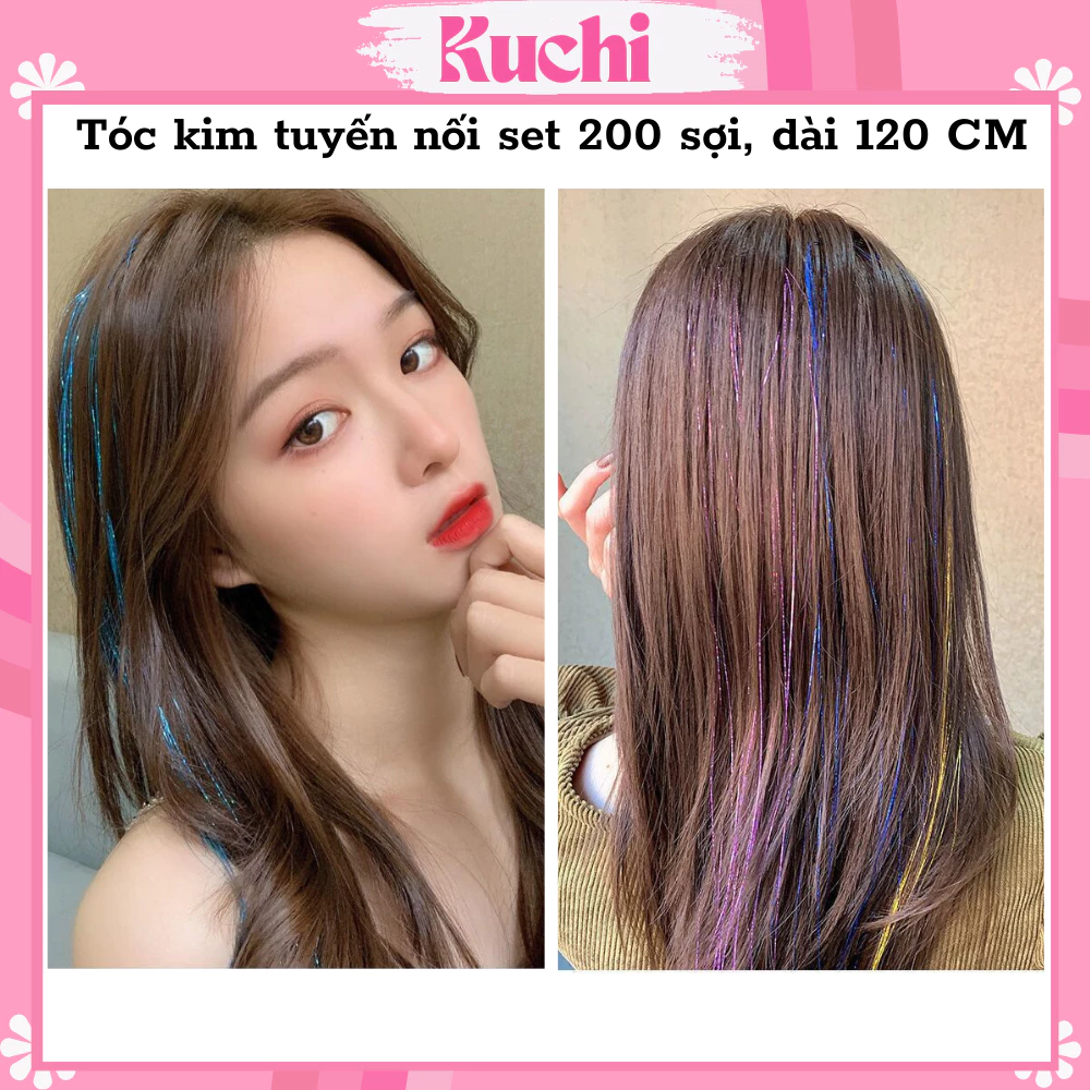 Combo 30 sản phẩm tóc kim tuyến nối, dài 120 cm
