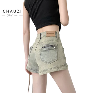 Quần Short Jean Nữ Dáng Ngắn Sexy, Quần Short Jean CHAUZI Cạp Cao Túi Sau Phong Cách Hàn Quốc QD249