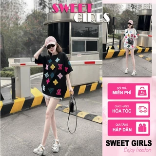 Áo phông nữ, áo thun thêu nổi họa tiết thêu xù tay ngắn cổ tròn chuẩn đẹp! SWEET GIRLS SHOP