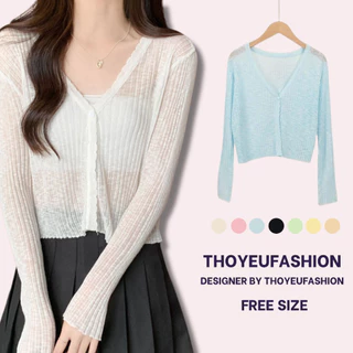 Áo Khoác Len Cadigan Mỏng 1 Cúc Dáng Ngắn, Áo Len Mỏng Dài Tay Cài Khuy Đi Biển Du Lịch AL1347 - Thoyeufashion