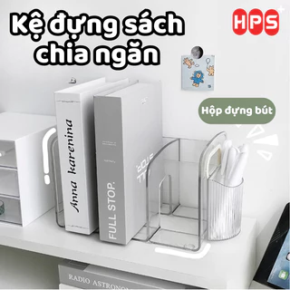 Kệ đựng sách để bàn trong suốt nhiều ngăn chất liệu Acrylic dày dặn, cao cấp có tay cầm