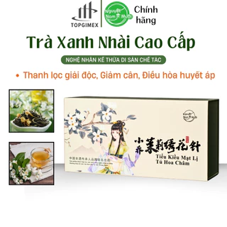 Trà xanh Tiểu Kiều Mạt Lị Tú Hoa Châm trà xanh nhài cao cấp thanh lọc, giảm căng thẳng động mạch hộp thiết kế 18 gói