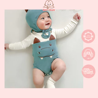 Bộ liền quần, bodysuit in hình bé rồng phun lửa thời trang mùa hè cho bé trai bé gái - Suri Kids