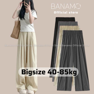 Quần ống rộng nữ Banamo Fashion quần gió nhăn cạp chun co giãn có bigsize 992