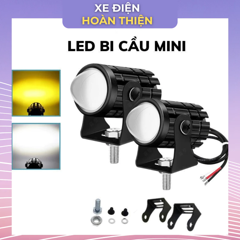 [Bảo Hành] Đèn bi cầu mini 2 Màu Cos vàng Pha trắng sử dụng xe gắn máy,xe điện hàng trung quốc loại 1