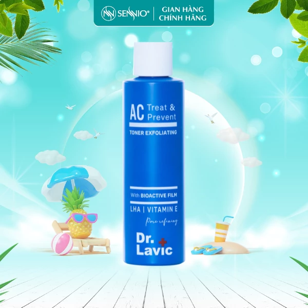 Nước hoa hồng ngừa mụn Dr.Lavic AC Treat & Prevent Toner Exfoliating kiểm soát dầu chống tái phát mụn 180ml DR957