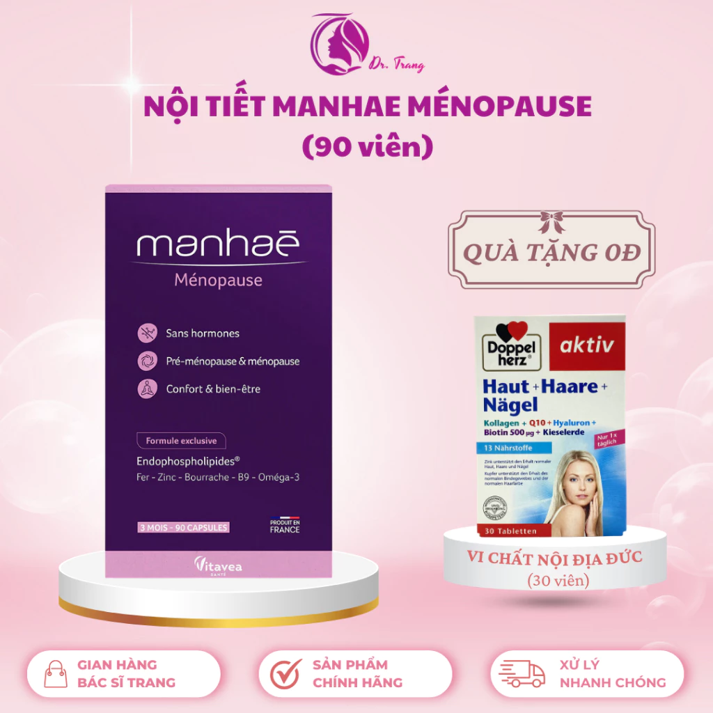 [DR TRANG] - MANHAE 90 VIÊN - Viên uống hỗ trợ bổ sung nội tiết cho phụ nữ-Tặng 1 hộp Vi chất Đức