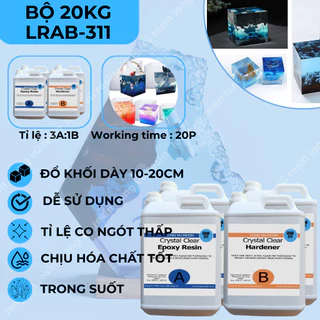 Bộ 20kg Keo Epoxy Resin Trong Suốt Đổ Khối Lớn Trong Suốt Cao Cấp Nhập Khẩu LRAB311