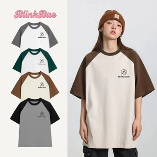 Áo T-shirt Raglan Nữ BlinkBae In Họa Tiết Logo Chất Thun Co Dãn Cao Cấp Thoáng Mát Phong Cách Trẻ Trung Unisex Oversize