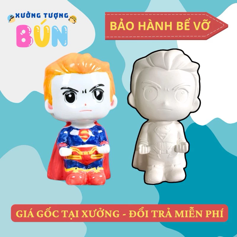 ( Tặng tượng mini )Tượng tô màu siêu anh hùng Captain, Batman, Super Man, tượng thạch cao cho bé