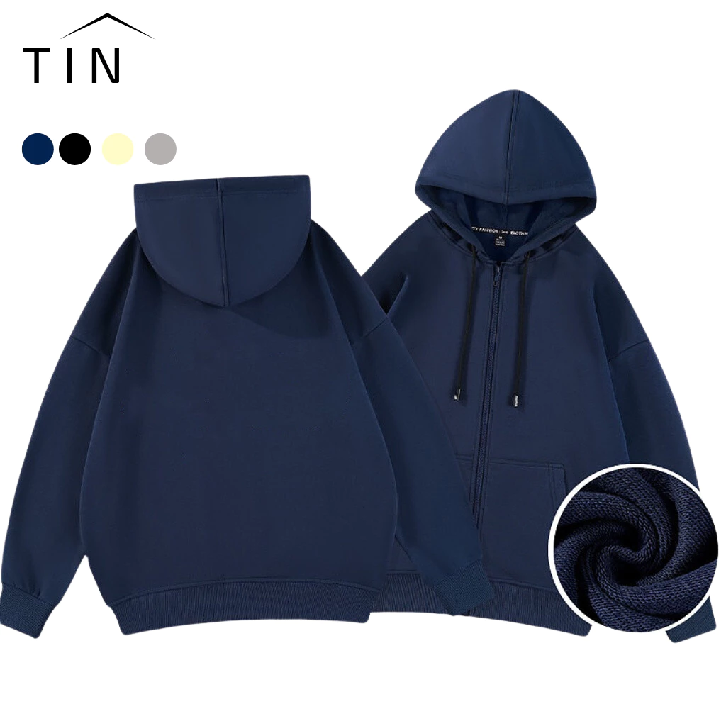 Áo Khoác Nỉ Hoodie Zip Trơn Nhiều Màu Có Túi Trong Form Rộng Nam Nữ