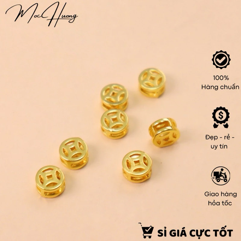 Set 3 Charm xỏ ngang kim tiền 6mm - TL279 MOCHUONG JEWELRY