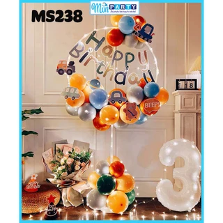 Trụ bóng tròn kèm bóng bay và set phụ kiện trang trí sinh nhật cho bé tại nhà đơn giản dễ làm