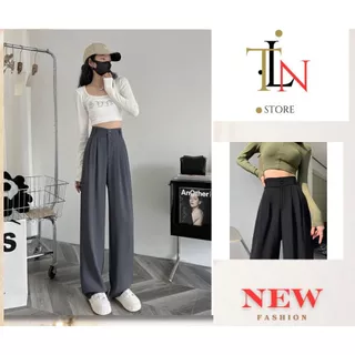 Quần ống suông culottes dài 100cm cạp bản to 7 phân 2khuy Quần ống suông cạp cao tôn dáng phong cách trẻ trung năng động