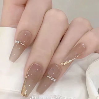 Nailbox Thiết Kế Bộ 12 Móng Tay Giả Nâu Nhủ Sang Chảnh Hot Trend Siêu Xinh 2024