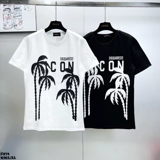 Áo ICON CÂY DỪA-áo phông nam in chữ dsquared2 ICON họa tiết cây dừa chất cotton dày dặn in nét cực cháy hottrend 2024