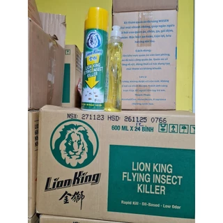 Lion King – Bình Xịt Côn Trùng Bay 600ML bình xịt côn trùng hương lavender và dầu vỏ cam, diệt nhanh ruồi, muỗi, gián