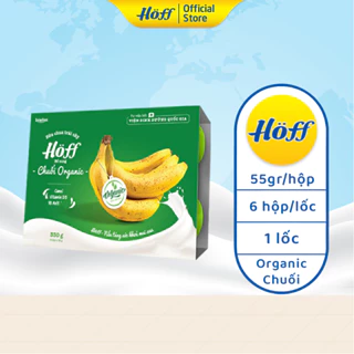 Sữa chua trẻ em Hoff ORGANIC vị chuối cho bé ăn dặm bổ sung vitamin D3 18 loại axit amin, 1 lốc (6 hộp x 55g)