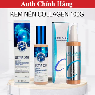 Kem nền Collagen Ultra X10 Cover Up Enough 100ml Hàn Quốc makeup tạo lớp nền bóng phù hợp cho tất cả các loại da