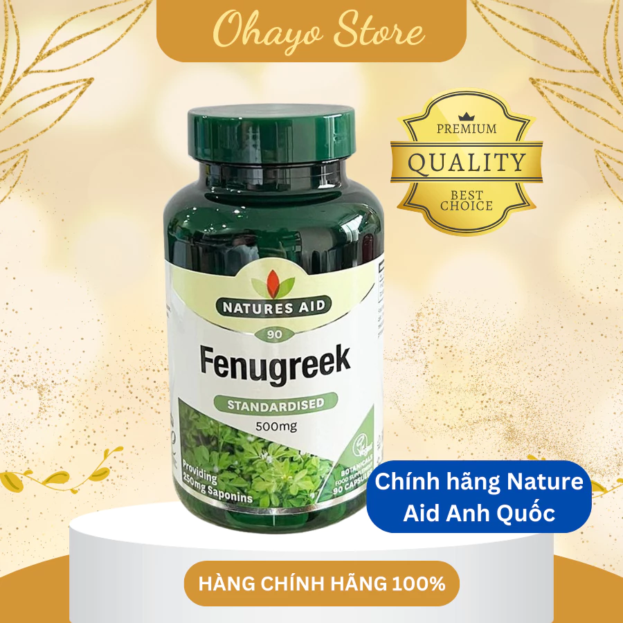 Cỏ cà ri Natures Aid Fenugreek cho mẹ sau sinh của Anh; Hộp 90 viên kích thích khả năng tiết sữa mẹ