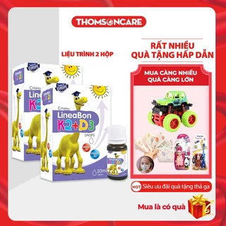 Lineabon D3 K2 Combo 2 Hộp giúp hấp thụ D3K2 canxi, bổ sung vitamin D3 cho trẻ sơ sinh, giảm còi xương, tăng chiều cao